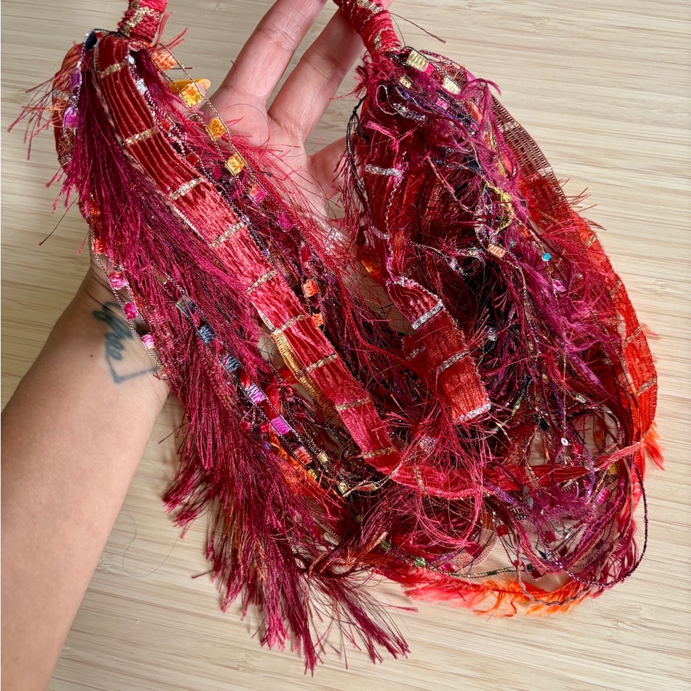 Vibrant Red Fringe Scarf